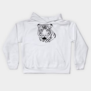 Tiger Line Art Hand Drawn Kids Hoodie